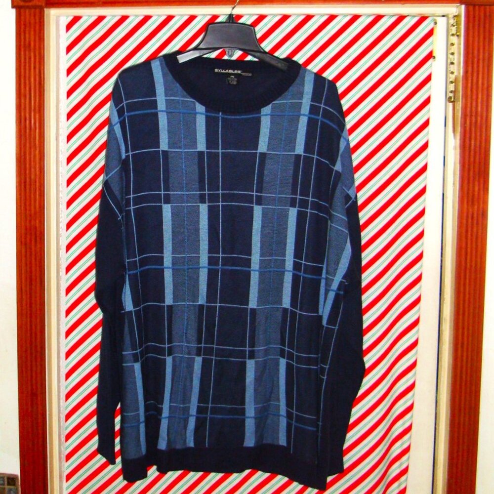 Syllables Men’s Patchwork Checkered Knit Sweater - image 1